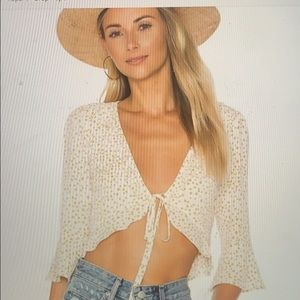For Love and Lemons White Star front tie crop top